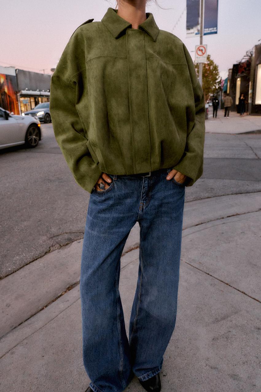 SUEDE EFFECT BOMBER JACKET