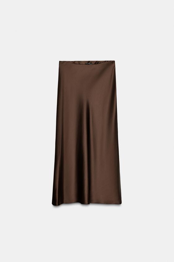 SATIN MIDI SKIRT