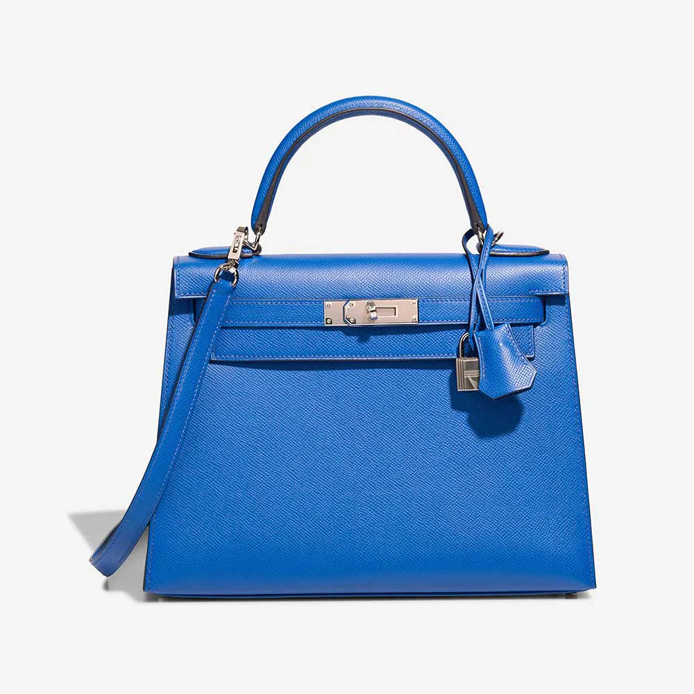 Vibrant Royal Blue Mini Structured Handbag With Silver Turn Lock & Dual Detachable Shoulder Straps
