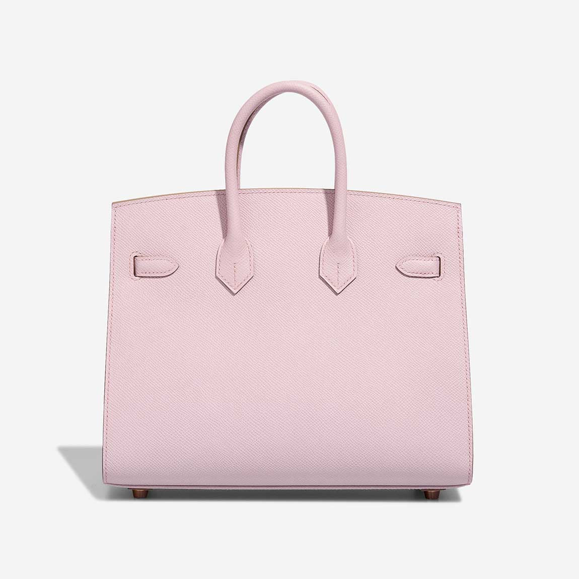 Sakura Pink Two-Tone Color Block Handbag With Rose Gold Turn Lock and Dual Rolled Top Handles
