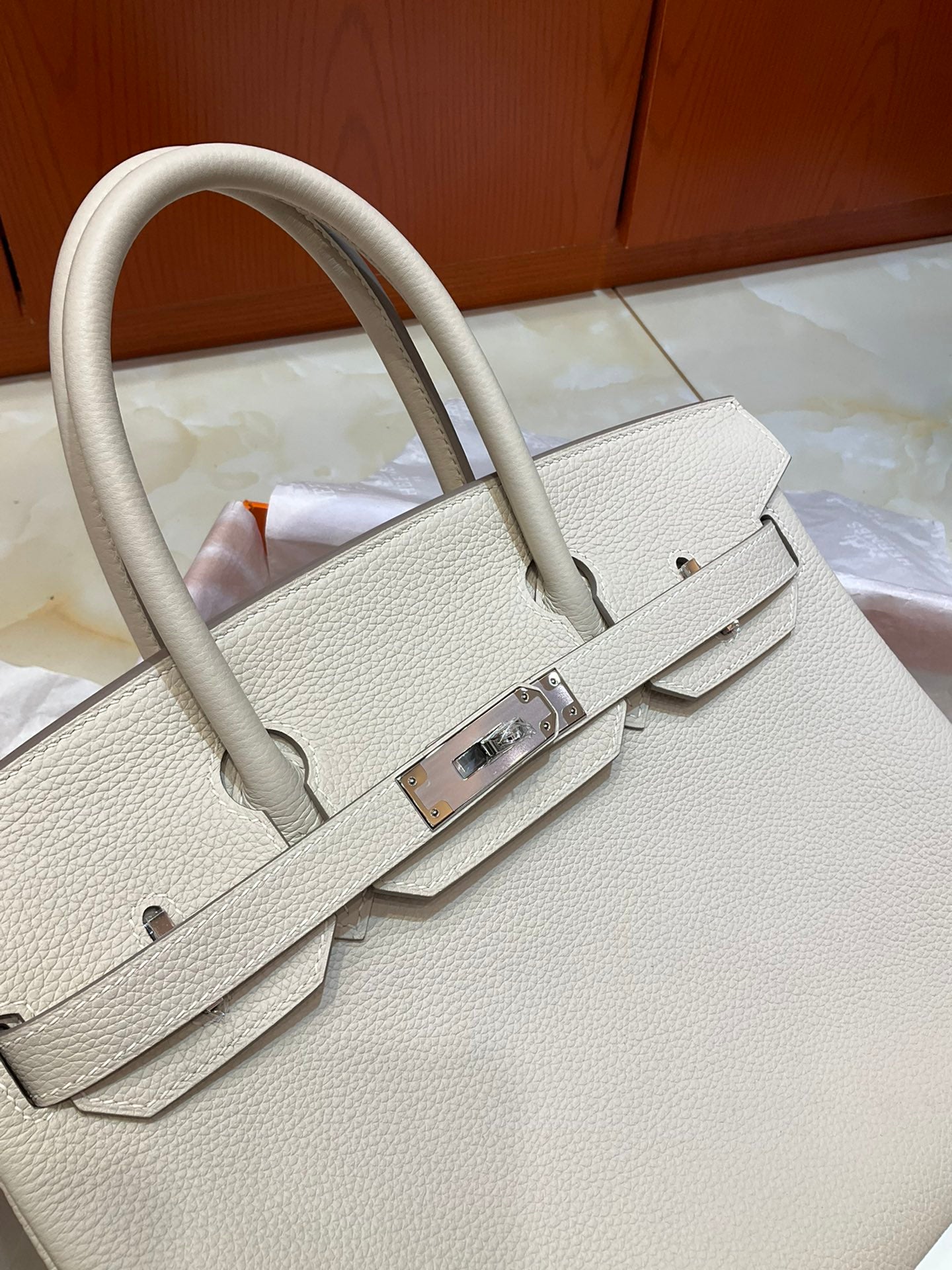Milkshake White Structured Handbag With Silver Plated Turn Lock and Dual Rolled Top Handles