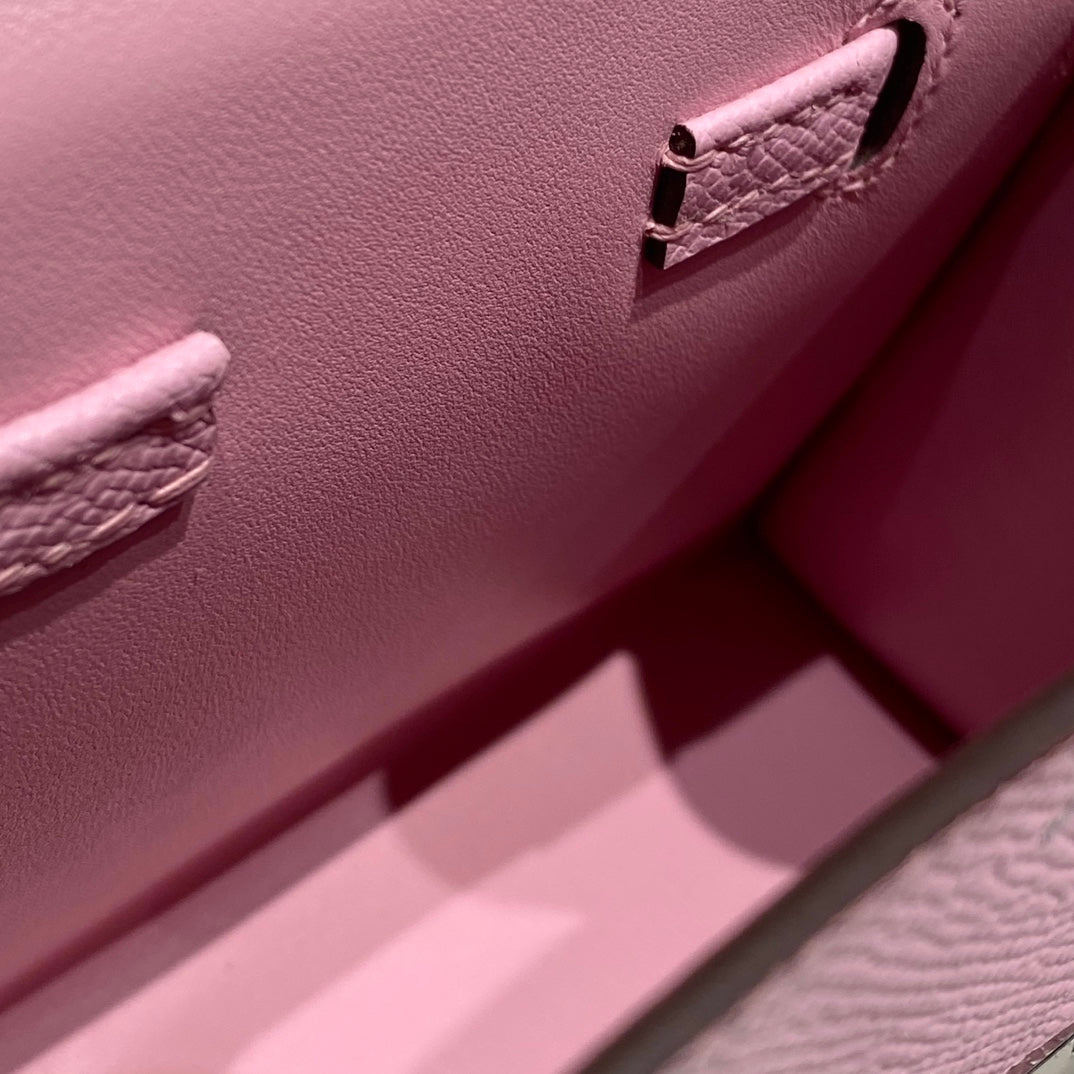 Mallow Pink Mini Mosaic Patchwork Handbag With Silver Turn Lock and Detachable Shoulder Strap