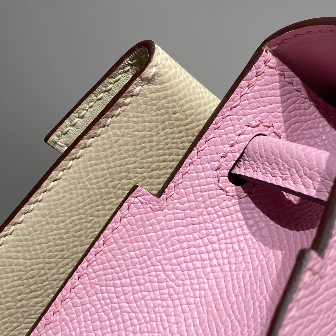 Mallow Pink Mini Mosaic Patchwork Handbag With Silver Turn Lock and Detachable Shoulder Strap