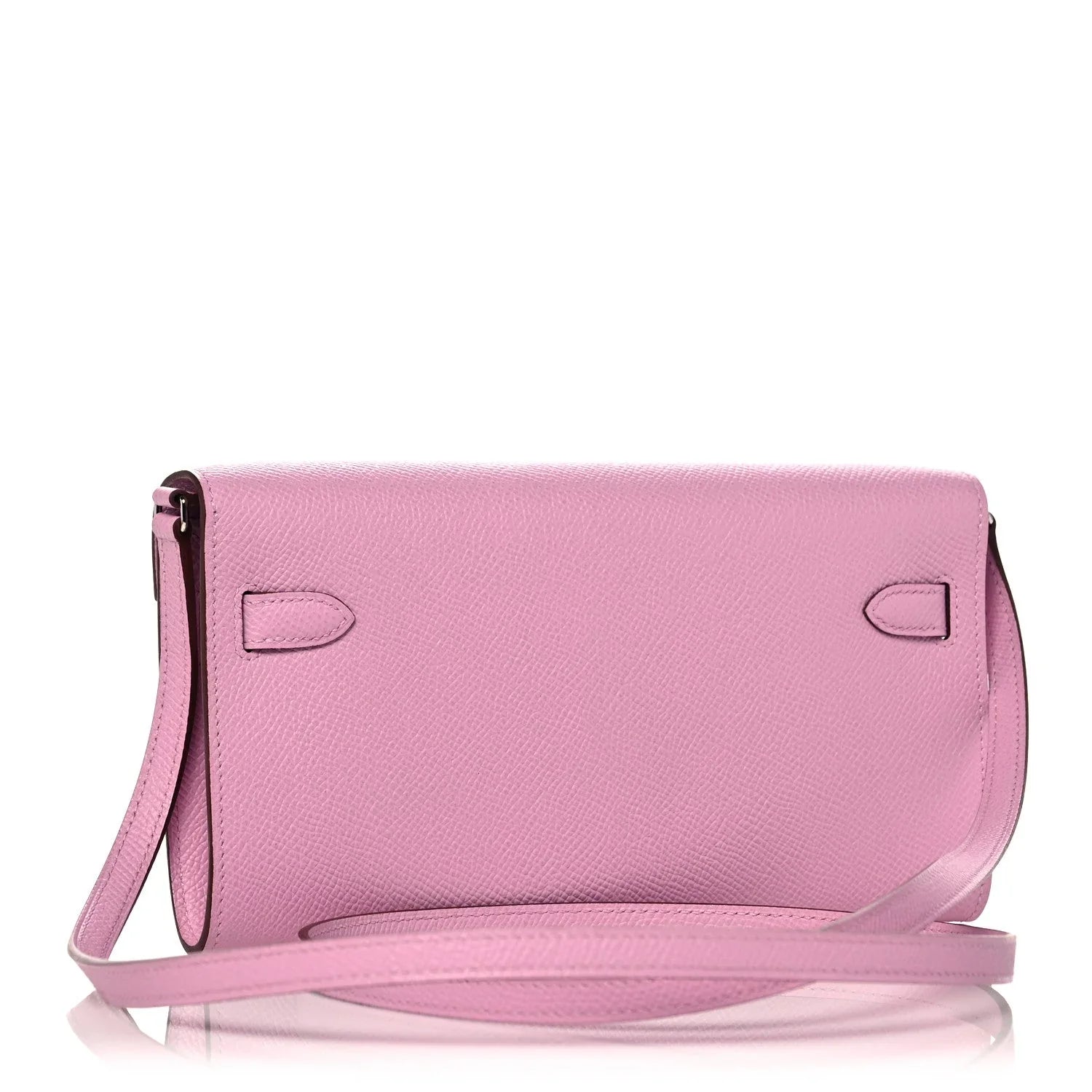 Soft Mauve Pink Long Crossbody Clutch With Silver Turn Lock and Thin Shoulder Strap